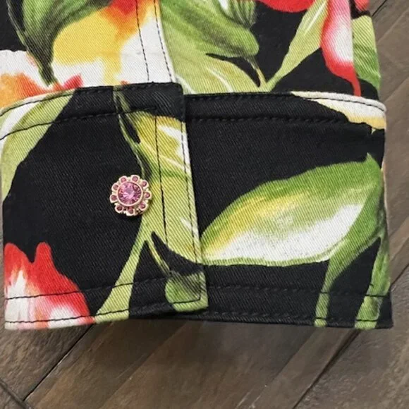 St. John Sport Marie Gray Floral Zip Front Jacket Women's Size P - Picture 6 of 7